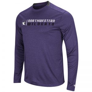 Northwestern University Wildcats Colosseum Men's Heather Purple Hypno L/S T-Shirt with N-Cat Design
