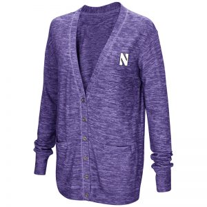Northwestern University Wildcats Colosseum Ladies Purple Had Me At Hello Cardigan with N-Cat Design