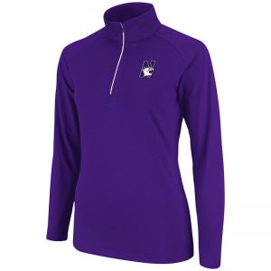 Northwestern University Wildcats Colosseum Ladies Purple Breeze 1/4 Zip L/S T-Shirt with N-Cat Design
