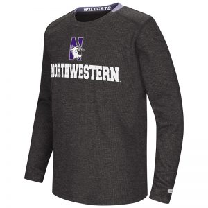 Northwestern University Wildcats Colosseum Youth Purple Steff Waffle L/S T-Shirt with N-Cat Design