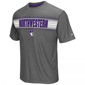 Northwestern University Wildcats Colosseum Men's Heather Charcoal Vandelay S/S T-Shirt with N-Cat Design