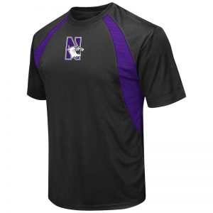 Northwestern University Wildcats Colosseum Men's Black / Purple In The Vault Cut & Sew S/S T-Shirt with N-Cat Design