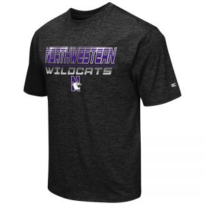 Northwestern University Wildcats Colosseum Men's Black Double Dip S/S T-Shirt with N-Cat Design