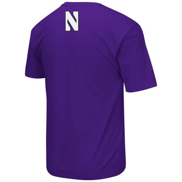 Northwestern University Wildcats Colosseum Men's Purple Two Face S/S T-Shirt with N-Cat Design-Back