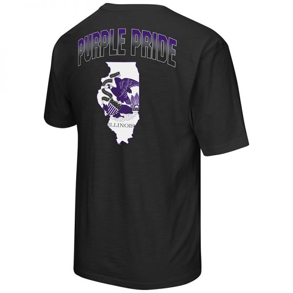 Northwestern University Wildcats Colosseum Men's Black Golden Boy S/S T-Shirt with N-Cat Design-Back