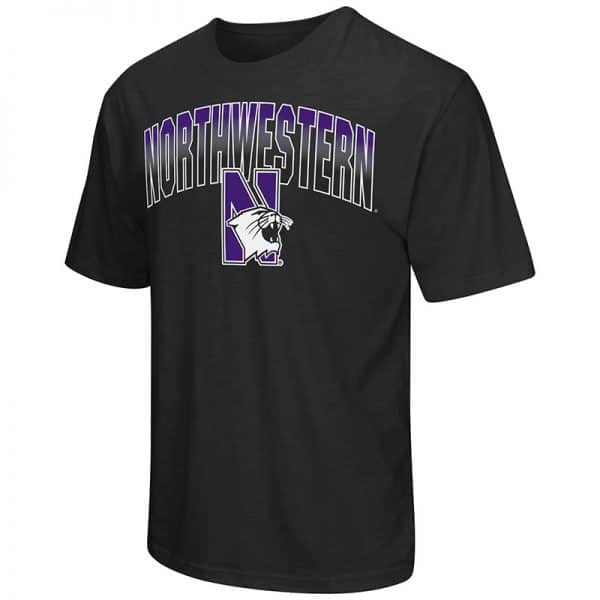 Northwestern University Wildcats Colosseum Men's Black Golden Boy S/S T-Shirt with N-Cat Design