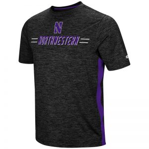 Northwestern University Wildcats Colosseum Men's Black / Purple Designated Hitter S/S T-Shirt with Stylized N Design