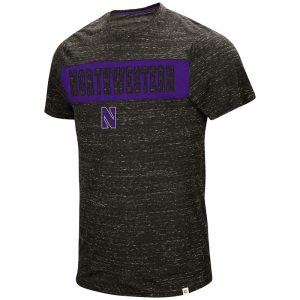 Northwestern University Wildcats Colosseum Men's Black / Purple Meat S/S T-Shirt with Stylized N Design
