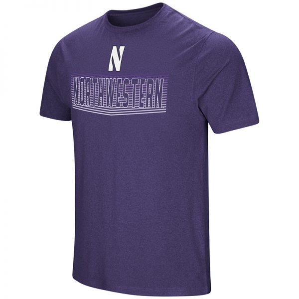 Northwestern University Wildcats Colosseum Men's Heather Purple Men's Electricity S/S T-Shirt with Stylized N Design