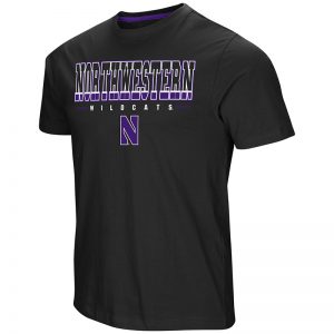 Northwestern University Wildcats Colosseum Men's Black Tackle S/S T-Shirt with Stylized N Design