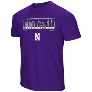 Northwestern University Wildcats Colosseum Men's Purple Tackle S/S T-Shirt with Stylized N Design