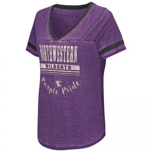 Northwestern University Wildcats Colosseum Ladies Purple Gunther Jersey S/S T-Shirt with N-Cat Design