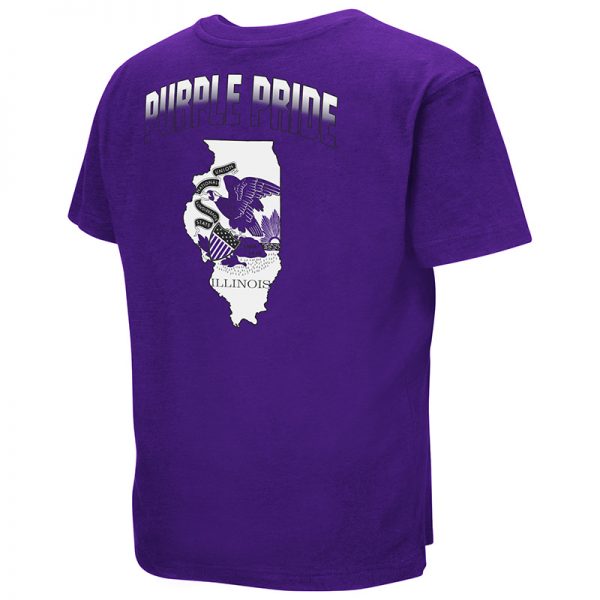 Northwestern University Wildcats Colosseum Youth Purple Golden Boy S/S T-Shirt with N-Cat Design-Back