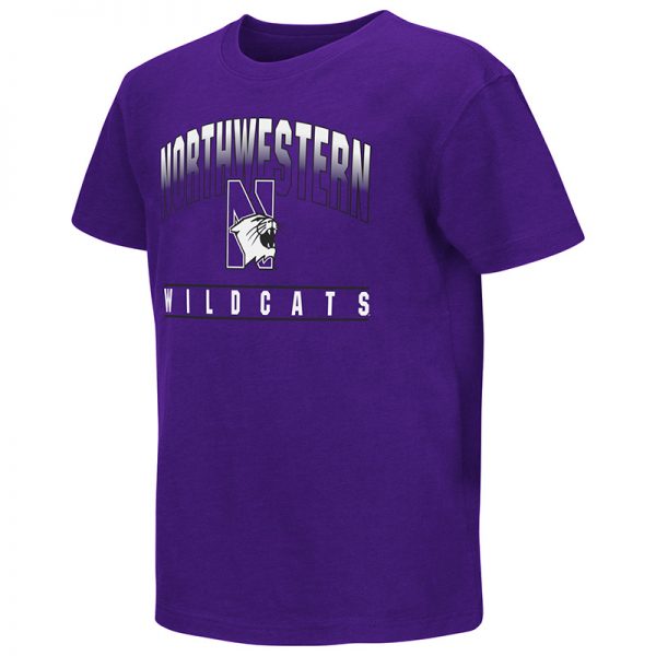 Northwestern University Wildcats Colosseum Youth Purple Golden Boy S/S T-Shirt with N-Cat Design
