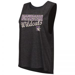 Northwestern University Wildcats Colosseum Ladies Heather Black Marcel Mublackle Tank with N-Cat Design
