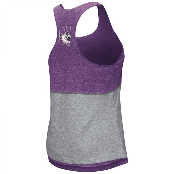Northwestern University Wildcats Colosseum Ladies Purple / Heather Grey Red Ross Reversible Tank with Straight Northwestern Design - Image 5