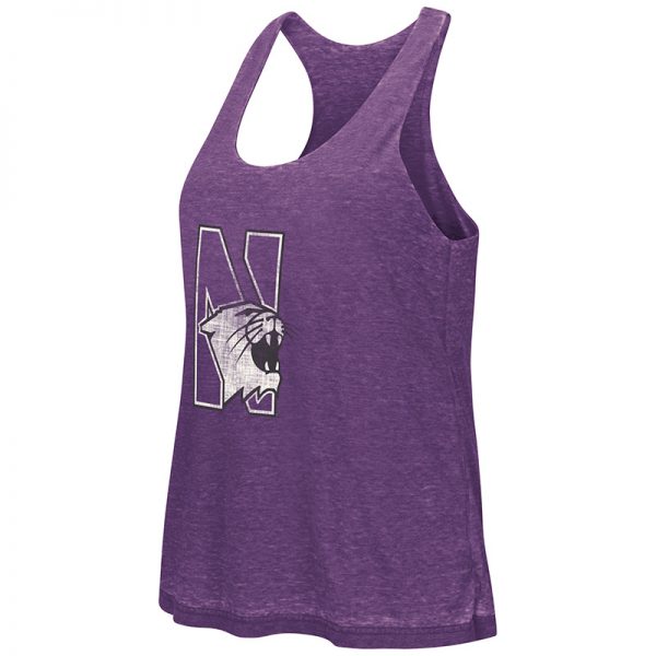 Northwestern University Wildcats Colosseum Purple / Heather Grey Red Ross Reversible Tank with N-Cat Design