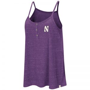 Northwestern University Wildcats Colosseum Ladies Purple Betty Spaghetti Henley Tank with Stylized N Design