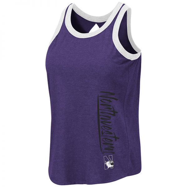 Northwestern University Wildcats Colosseum Ladies Purple/Black Venice Tank with N-Cat Design