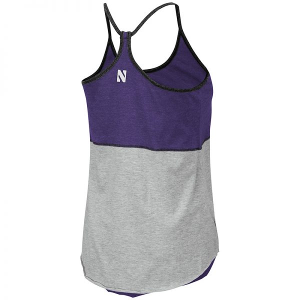 Northwestern University Wildcats Colosseum Ladies Purple/Heather Grey/Black Verona Reversible Tank with N-Cat Design - Image 4