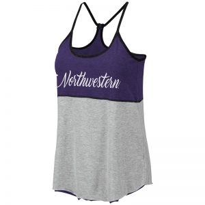 Northwestern University Wildcats Colosseum Ladies Purple/Heather Grey/Black Verona Reversible Tank With Script Northwestern Design