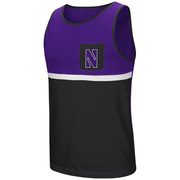 Northwestern University Wildcats Colosseum Men's Purple & Black Lollygaggers Tank with Stylized N Design