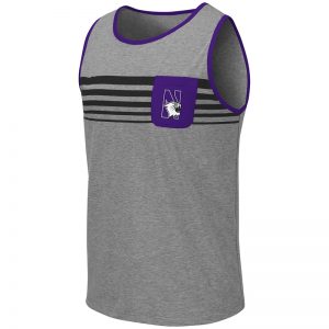 Northwestern University Wildcats Colosseum Men's Heather Grey/Purple Lima Tank with N-Cat Design