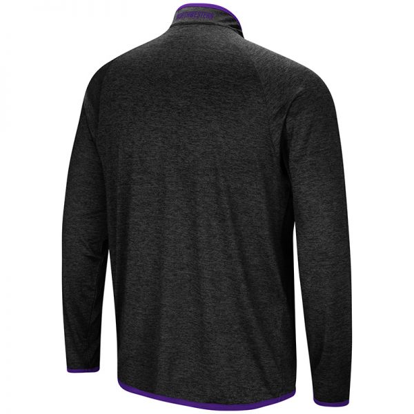Northwestern University Wildcats Colosseum Men's Black Amnesia 1/4 Zip with N-Cat Design-Back