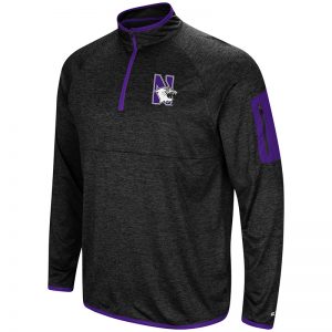 Northwestern University Wildcats Colosseum Men's Black Amnesia 1/4 Zip with N-Cat Design
