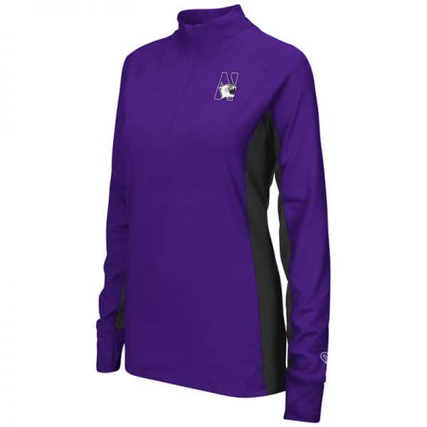 Northwestern University Wildcats Colosseum Ladies Purple Pivot 1/2 Zip Pullover with N-Cat Design