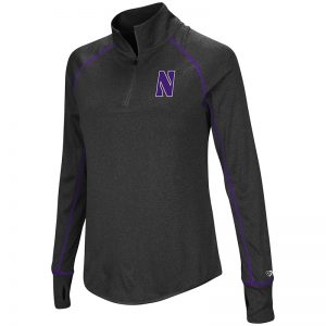 Northwestern University Wildcats Colosseum Ladies Heather Charcoal Kit 1/4 Zip Pullover with Stylized N Design
