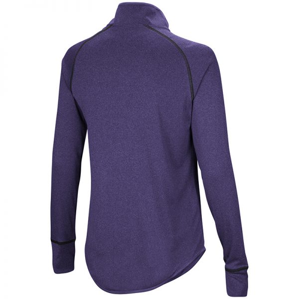 Northwestern University Wildcats Colosseum Ladies Heather Purple Kit 1/4 Zip Pullover with Stylized N Design-Back