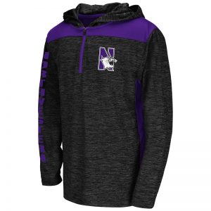Northwestern University Wildcats Colosseum Youth Heather Charcoal/Purple Insert Quick Kick Hoodie With N-Cat Design