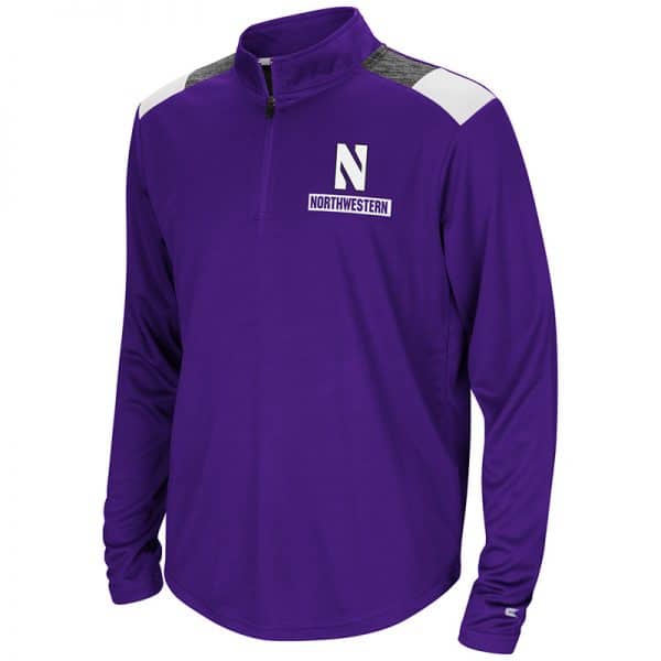 Northwestern University Wildcats Colosseum Youth Purple 99 Yards 1/4 Zip with Stylized N Design