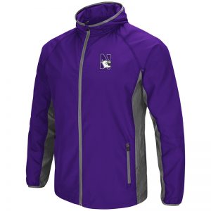 Northwestern University Wildcats Colosseum Mens Purple/Charcoal Archer Full Zip Hooded Jacket with N-Cat Design