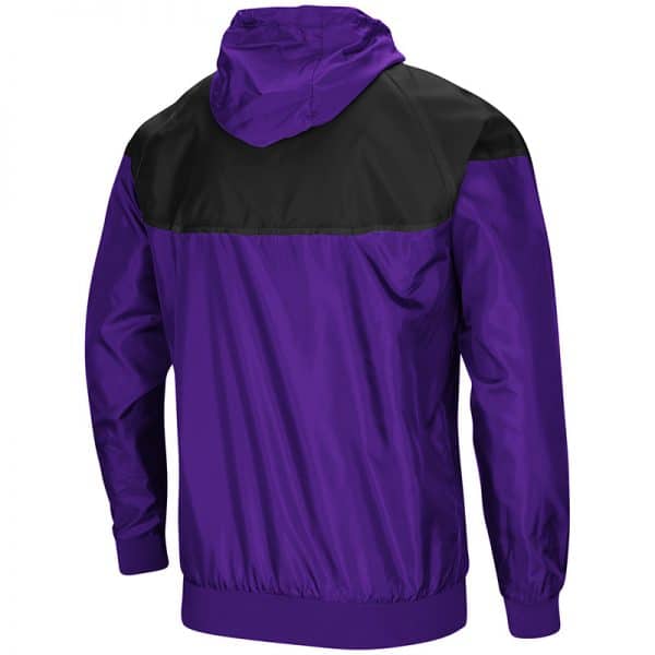 Northwestern University Wildcats Colosseum Men's Purple/Black Galivanting Full Zip Hooded Wind Jacket with Stylized N Design