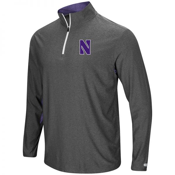 Northwestern University Wildcats Colosseum Men's Charcoal / Purple Sweet Spot 1/4 Windshirt with Stylized N Design