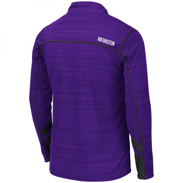 Northwestern University Wildcats Colosseum Men's Purple/Black Suva 1/4 Zip Windshirt with N-Cat Design-Back