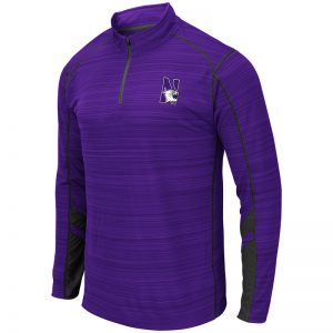 Northwestern University Wildcats Colosseum Men's Purple/Black Suva 1/4 Zip Windshirt with N-Cat Design