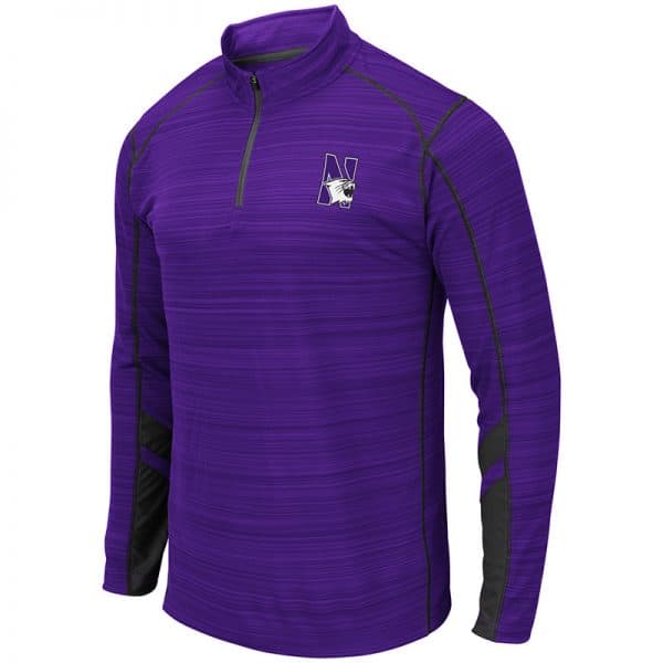 Northwestern University Wildcats Colosseum Men's Purple/Black Suva 1/4 Zip Windshirt with N-Cat Design