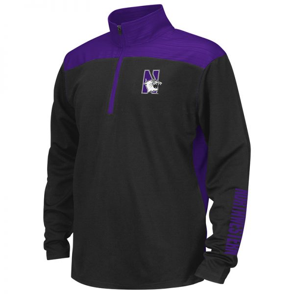 Northwestern University Wildcats Colosseum Youth Black / Pop Purple In The Vault Windshirt with N-Cat Design
