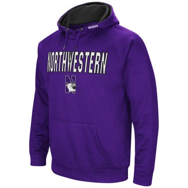 Northwestern University Wildcats Colosseum Men's Purple VF Raglan Poly Pullover Hooded Sweatshirt with N-Cat Design