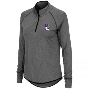 Northwestern University Wildcats Colosseum Ladies Heather Charcoal 1/4 Zipwith N-Cat Design