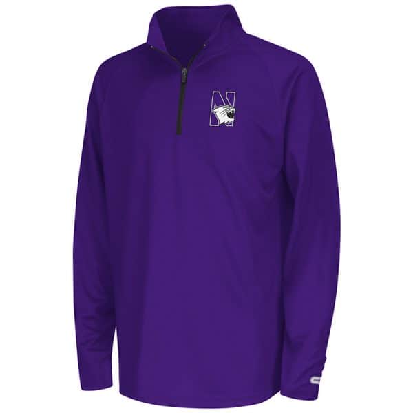 Northwestern University Wildcats Colosseum Youth Purple Draft 1/4 Zipwith N-Cat Design
