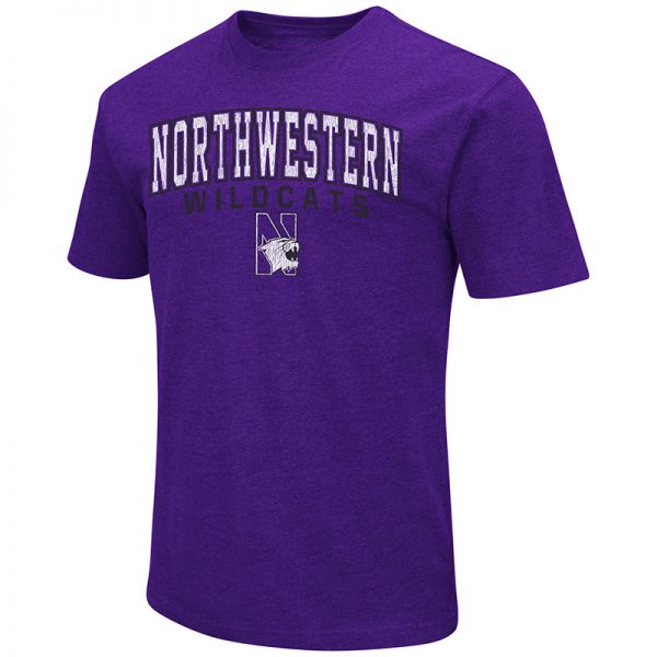 Northwestern University Wildcats Colosseum Men's Purple Dual Blend S/S T-Shirt with N-Cat Design
