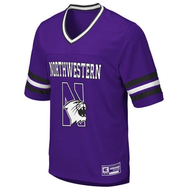 Northwestern University Wildcats Colosseum Ladies Purple Football Jersey Pullover with N-Cat Design