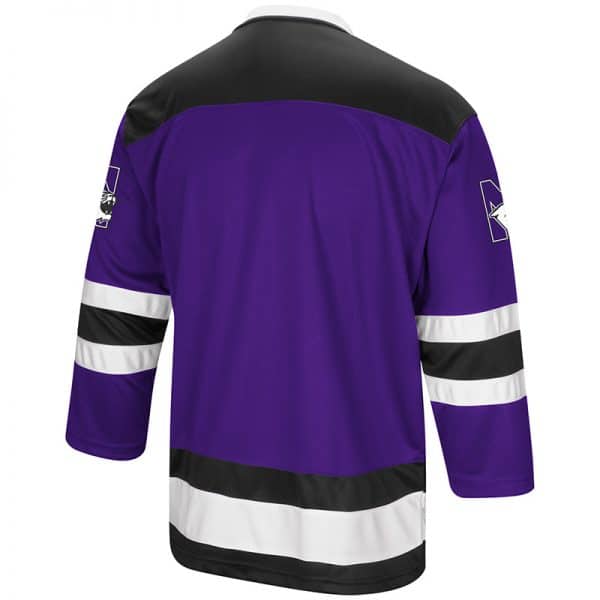 Northwestern University Wildcats Colosseum Men's Purple Athletic Machine Hockey Jerseywith N-Cat Design-Back