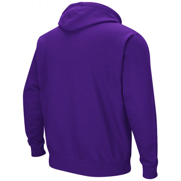 Northwestern University Wildcats Colosseum Men's Purple VF Pullover Hooded Sweatshirt with Arch & N-Cat Design -Back