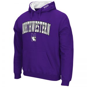 Northwestern University Wildcats Colosseum Men's Purple VF Pullover Hooded Sweatshirt with Arch & N-Cat Design