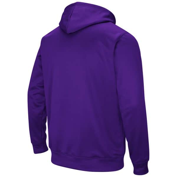 Northwestern University Wildcats Colosseum Men's Purple VF Performance Pullover Hooded Sweatshirt with Arched Wildcats & N-Cat Design-Back